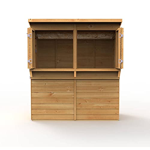 Outdoor Garden Bar, 6' x 3' Forest Wooden Shiplap Pent Garden Bar