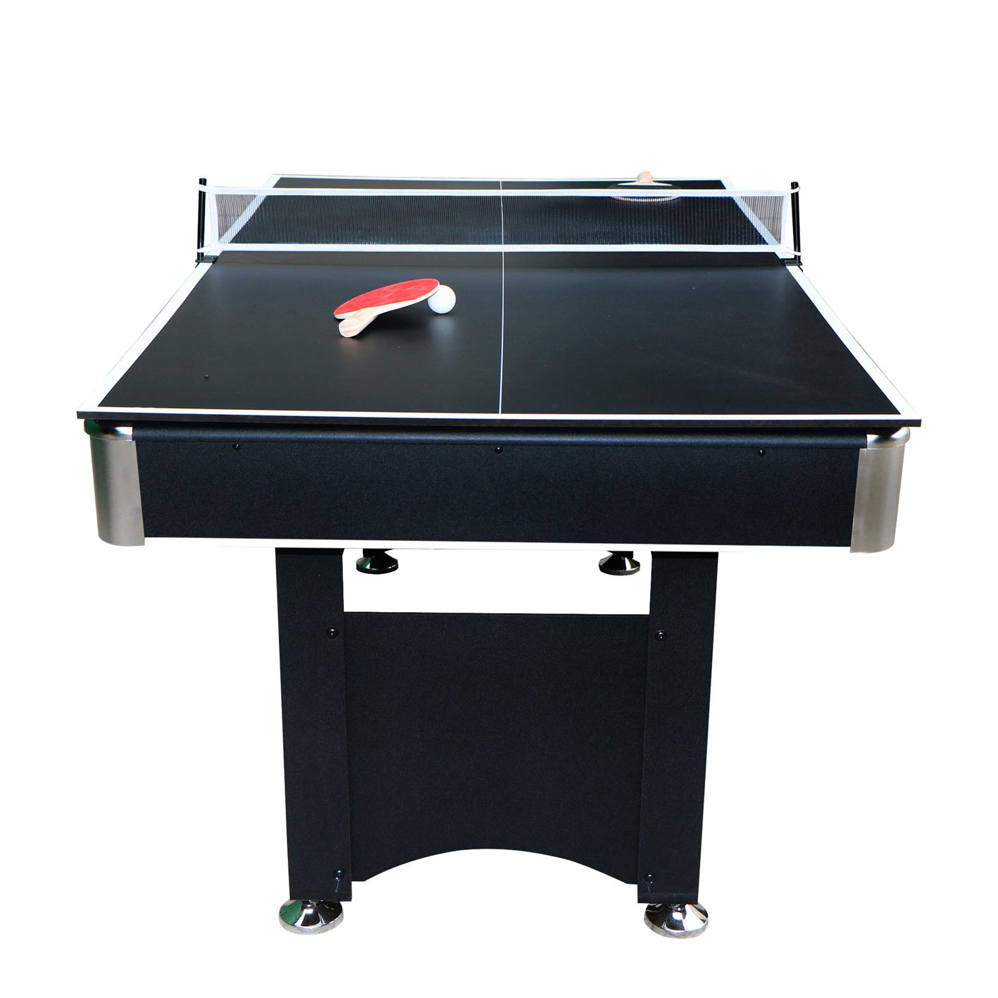 Hathaway Spartan 6-Ft Pool & Table Tennis Multigame Table for Family Recreation Game Rooms with Red Felt Playing Surface, All Accessories Included - Black Finish, 72
