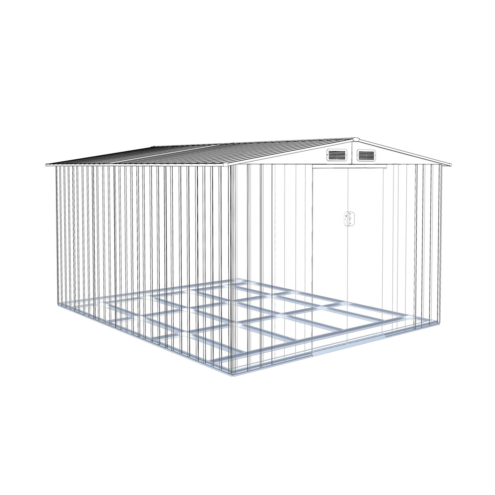 【Storage Shed】8X10FT Outdoor Metal Storage Shed w/Floor Frame, Steel Garden Shed, Tool Storage Shed
