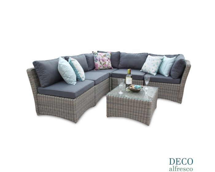 6PC High Back Modular Daybed Sofa Rattan Furniture Set - Natural DECO alfresco