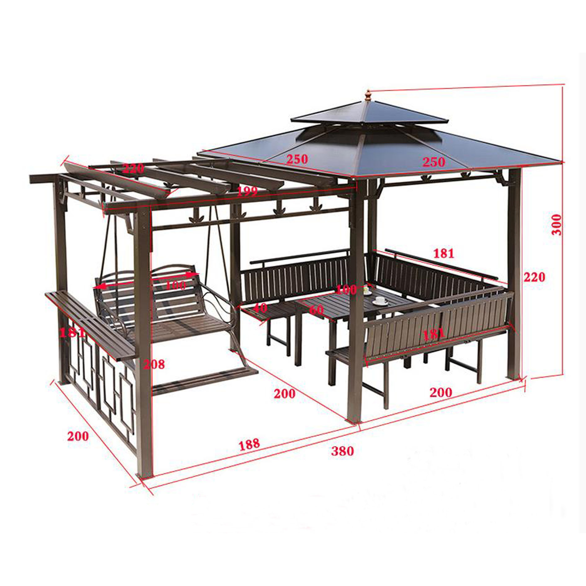 Yuanmao gazebo outdoor courtyard solid wood grape rack sunshade antiseptic wood swing villa garden pavilion canopy