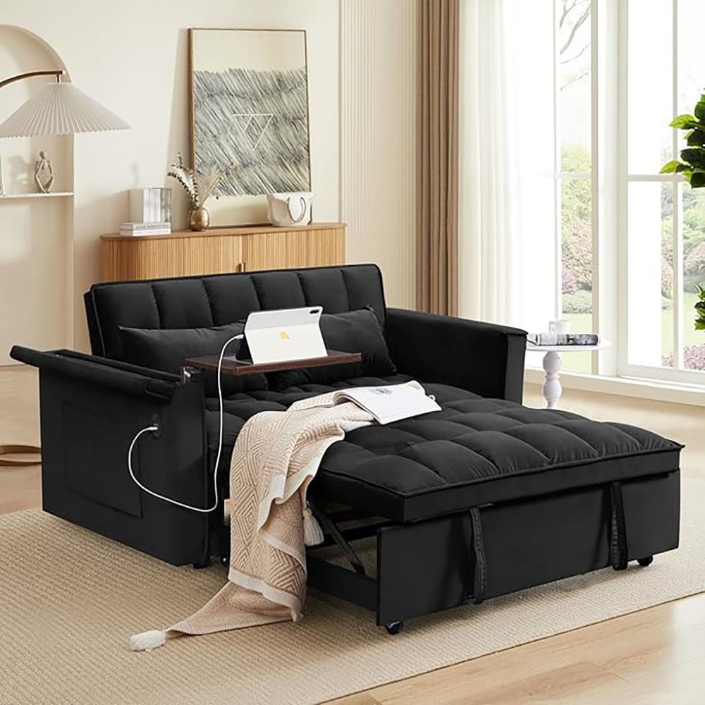 Convertible Sofa Bed,3-in-1 Velvet Sleeper Couch Pull-Out Bed