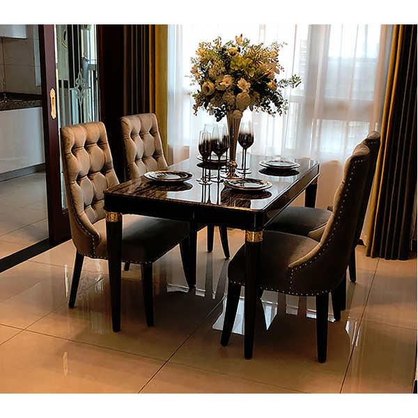 Marble dining table solid wood dining table and chairs NN