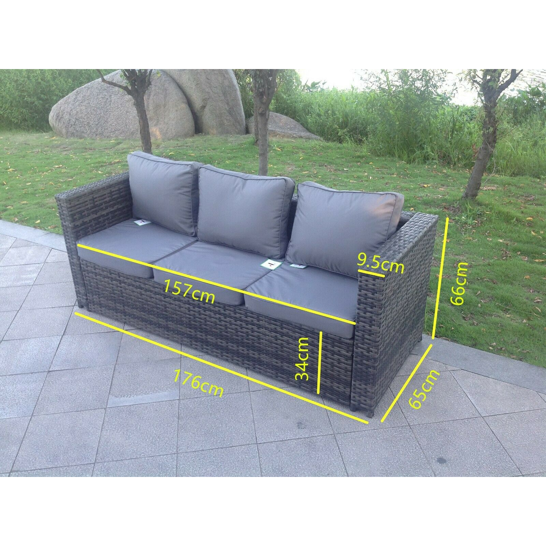 Wicker Rattan Garden Furniture Raised Table Setting Footrest Dark Grey Mix