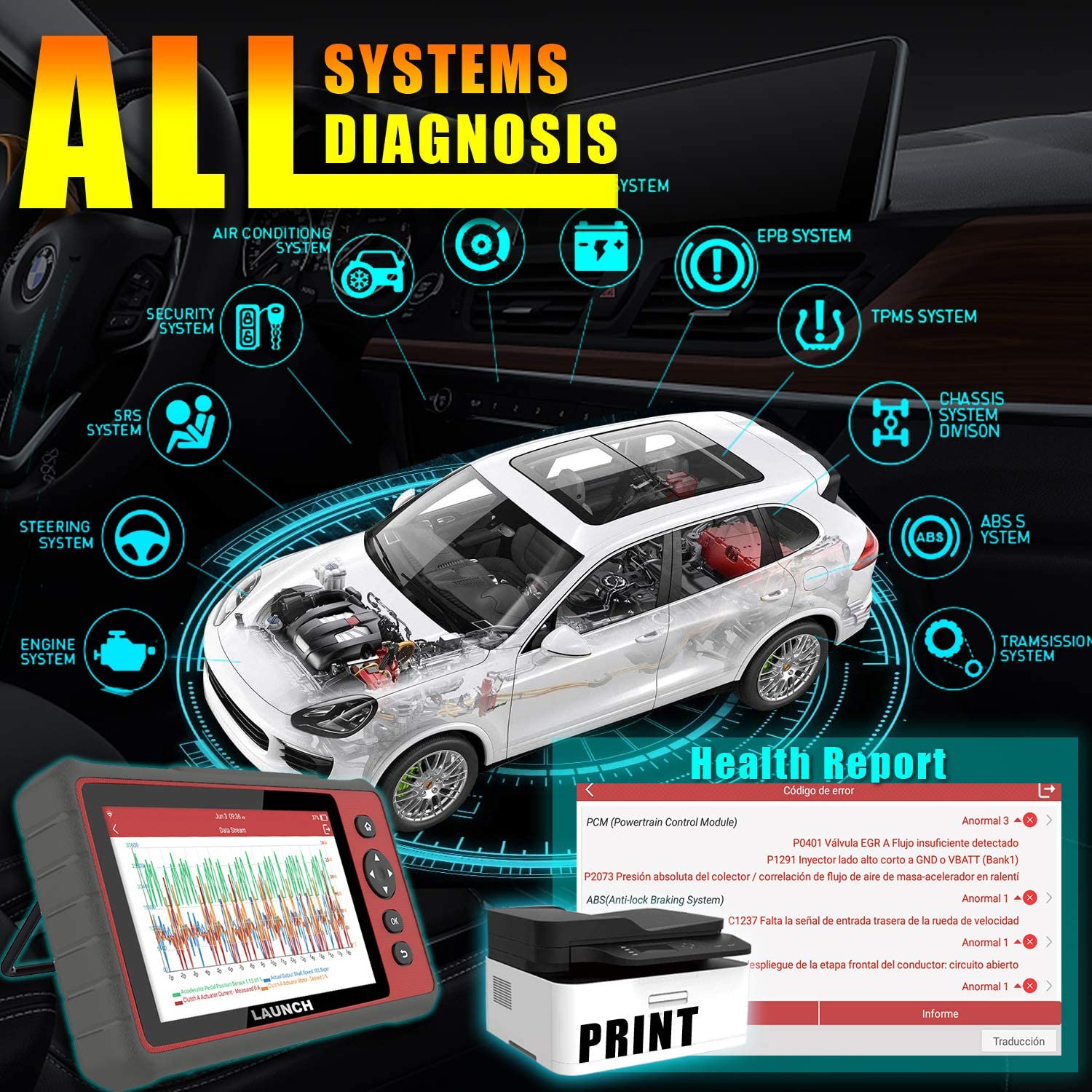 [2022 New] LAUNCH CRP909E Elite Full System OBD2 Scanner,OE-Level Car Diagnostic Scan Tool,26 Reset Service Functions,Key Program,TPMS,SAS,DPF,IMMO,ABS Bleeding, WiFi Free Update,TPMS As Gift