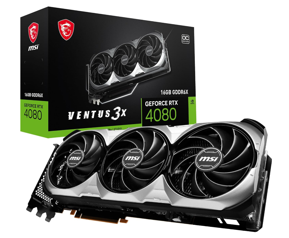 MSI GeForce RTX 4080 16GB VENTUS 3X OC Gaming Graphics Card - 16GB GDDR6X, 2550 MHz, PCI Express Gen 4, 256-bit, 3x DP v 1.4a, HDMI 2.1a (Supports 4K & 8K HDR)